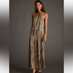 12th Tribe Prism Metallic Halter Maxi Dress